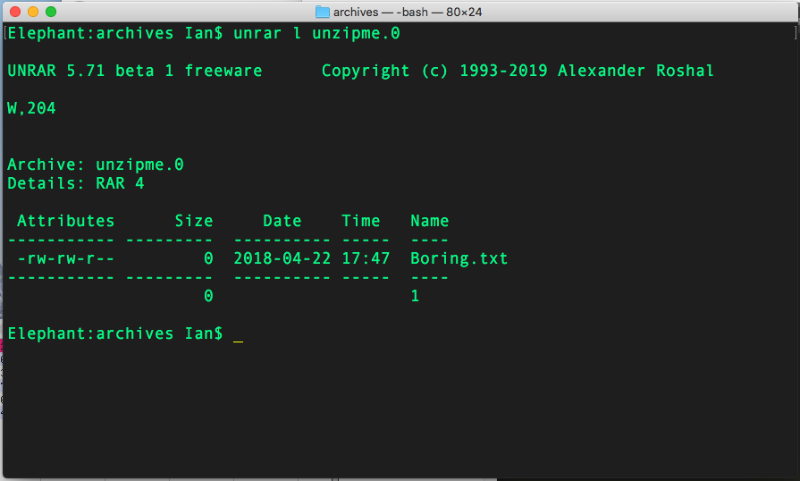 rar metadata, including archive comment